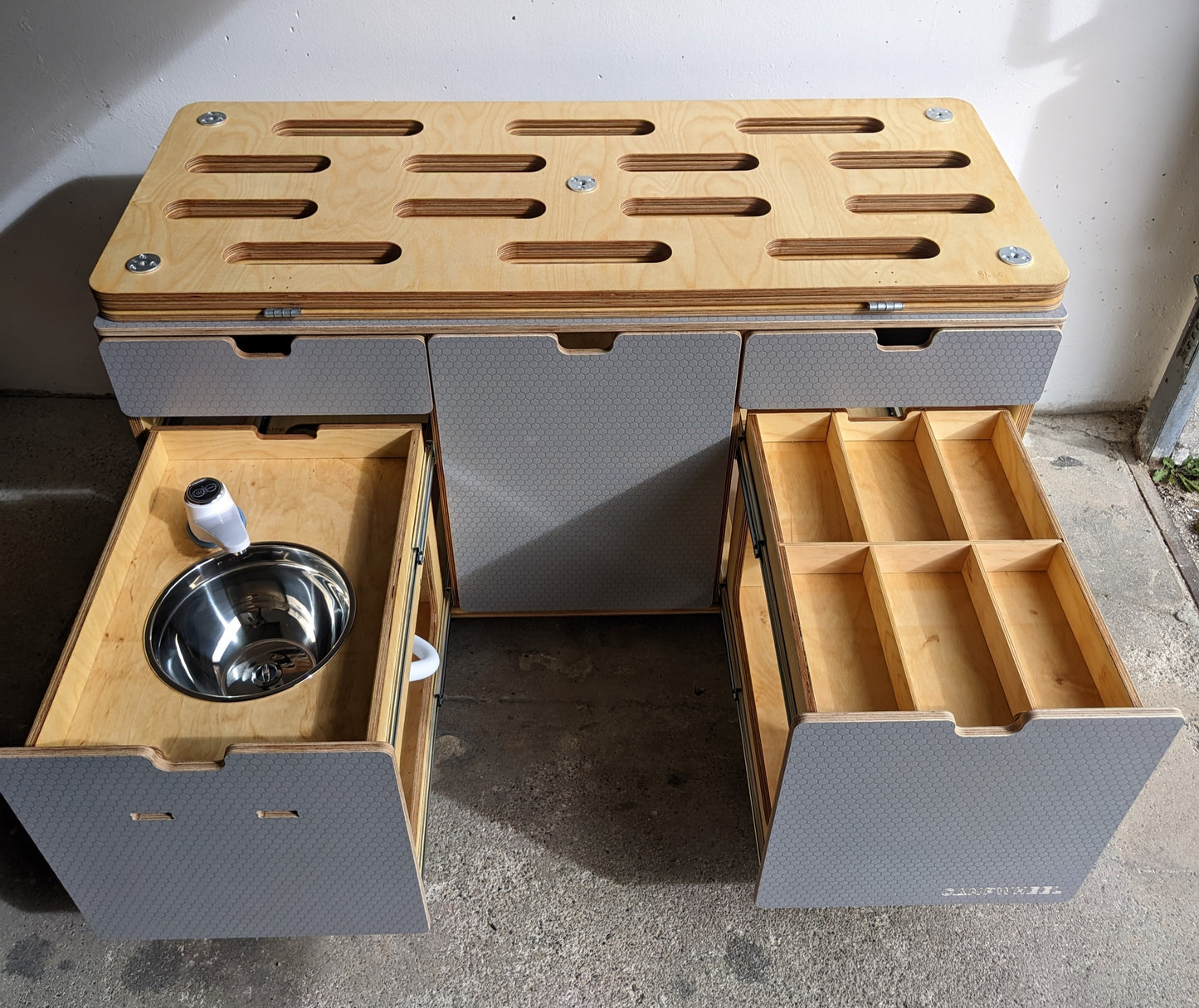 Campingmodul CampWheel Camper Box 3.0 (Grau) für VW T4, T5, T6, T6.1, Caravelle