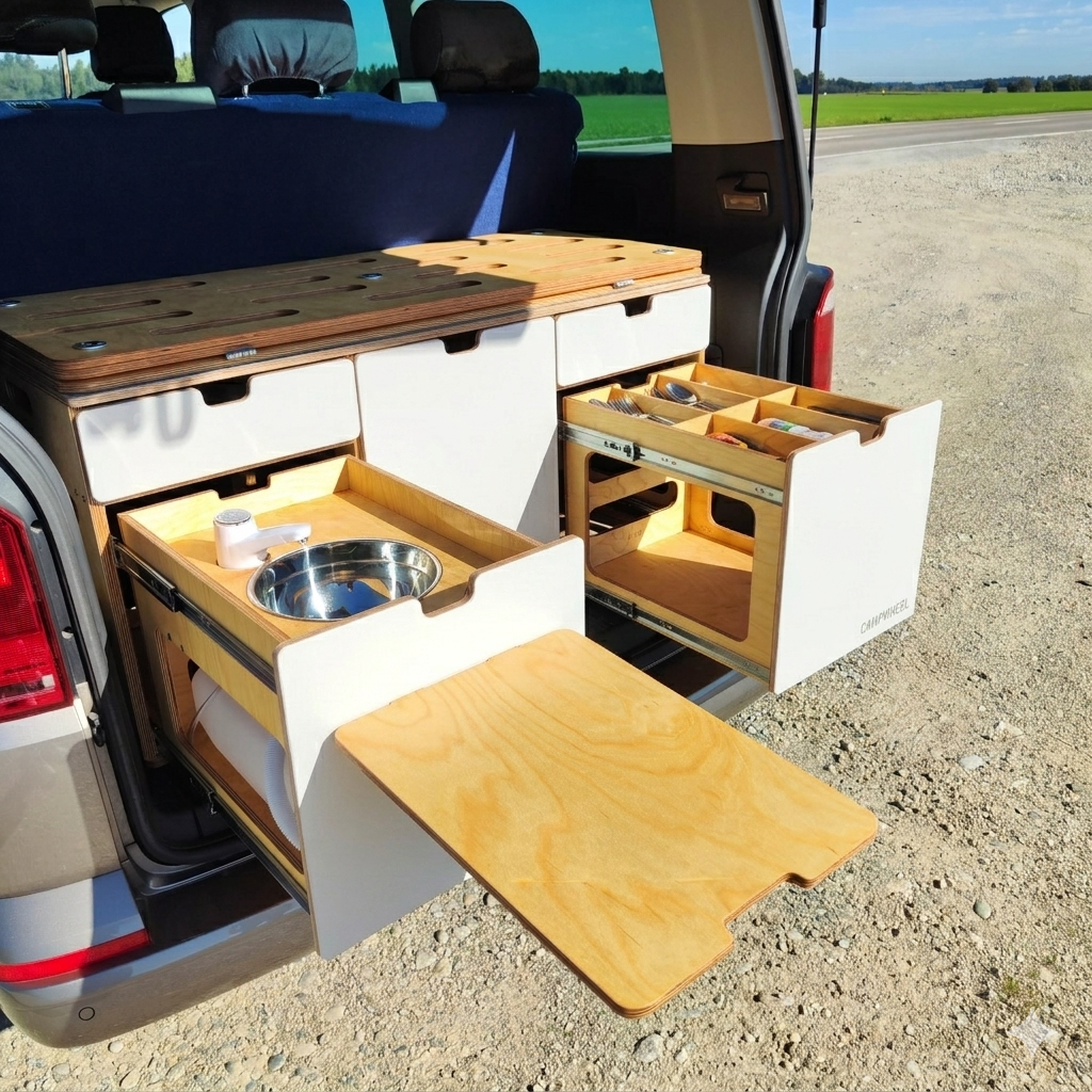 Campingmodul Сamper Box 3.1 (Weiß) für VW T4, T5, T6, T6.1, Caravelle