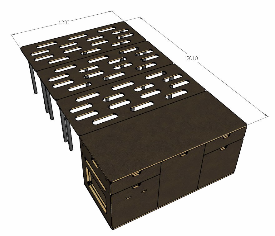 Campingmodul CampWheel Camper Box 3.0 (Braun) für VW T4, T5, T6, T6.1, Caravelle