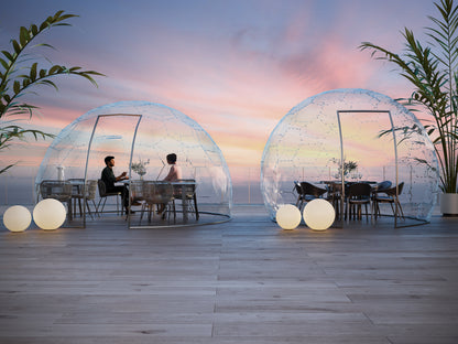 Die geodätische Cuppel ist transparent