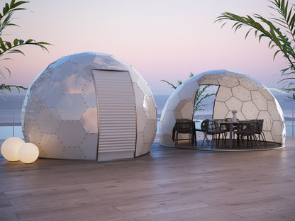 Die geodätische Cuppel ist transparent