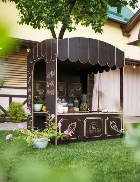 Spiel-Kiosk / Kinder-Café aus wasserfestem laminiertem Sperrholz