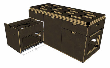 Campingmodul CampWheel Camper Box 3.0 (Braun) für VW T4, T5, T6, T6.1, Caravelle