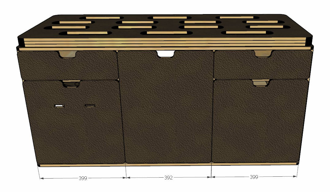 Campingmodul CampWheel Camper Box 3.0 (Braun) für VW T4, T5, T6, T6.1, Caravelle