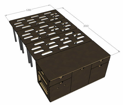Campingmodul CampWheel Camper Box 3.0 (Braun) für VW T4, T5, T6, T6.1, Caravelle